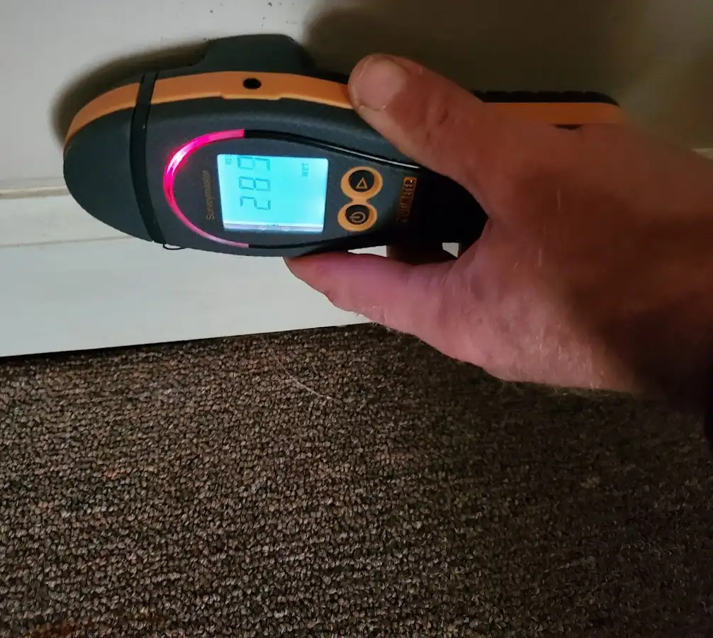 Moisture detection at baseboard during Burst Pipe Cleanup in Hopkinton
