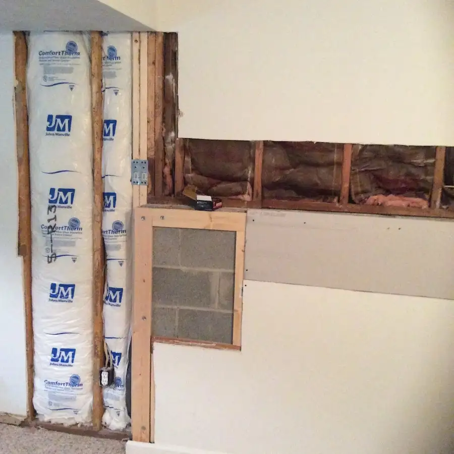 Wall insulation replacement during Basement Flood Cleanup in Hopkinton